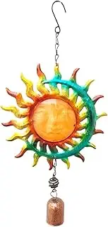 Wind Chime,Indoor Bell,Garden Wind Chime,Chime Outdoor,Craft 3D Hang Metal Sun Face Bell Wind Chime Hand Painted Wrought Iron Sun Face Outdoor Round Hanging (Color : A) (Color : A) (Color : B)