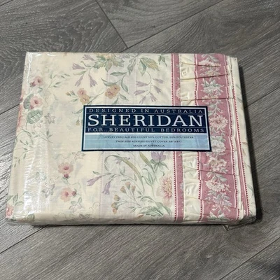 Vtg Sheridan Australia Twin Ruffled Duvet Cover Chippendale Pink Floral 68x87
