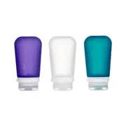 GoToob+ 100 ml Travel Bottles Large (3 Pack) - Clear, Purple and Teal