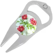 Red Roses Golf Ball Marker Divot Repair Tool Bottle Opener