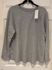 NWT Eileen Fisher Dark Pearl Gray Oganic Cotton Long sleeve Top XL
