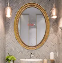 在飛比找松果購物優惠-小號 鏡子 浴室鏡 橢圓鏡 化妝鏡 現代輕奢浴室鏡 壁掛衛生
