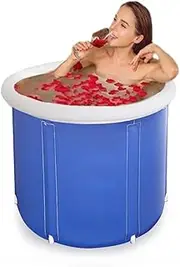 Cold Plunge tub for Adults, Ice Bath Tub Cold Plunge Inflatable Ice Barrel Outdoor Portable ice Bath Cold Therapy Tub ice Plunge tub Cold tub ice Bath SPA Bath (Color : Blue, Size : 70x70cm(28x28inc