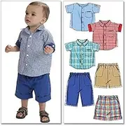 McCall's M6016 Sewing Pattern Infants Button-Down Shirts, Shorts and Pants, Size S, M, L, XL
