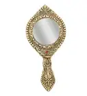 Handheld Mirror Handcrafted Oxide Metal Mirror Handle Personal Makeup Vanity