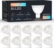 Dimmable MR16 LED Bulbs, 10-Pack 3000K Warm White Light, Outdoor/Indoor