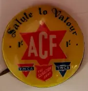 Australia • 1940s • ACF pin badge • 1 Shilling • Salute to Valour • Salvos YMCA
