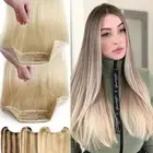 Wire Hair Extensions 100% Russian Remy Human Hair Hidden One Piece Headband Weft