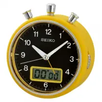 在飛比找momo購物網優惠-【SEIKO 精工】計時碼錶造型鬧鐘(QHE114Y)