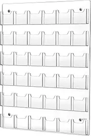 Ripeng 36 Pocket Business Card Holder Wall Mount Clear Sticker Display Rack Acrylic Business Card Holder Display Vertical Multiple Card Holders Clear Acrylic Card Organizer for Home Office Wall