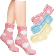 Baluue Comfortable Fluffy Socks for Women 3 Sets Girls Fuzzy Socks Breathable and Lightweight Winter Thermal Socks
