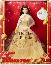 [Barbie] 2023 Holiday Doll, Seasonal Collector Gift, Signature, Golden Gown and Displayable Packaging, Black Hair