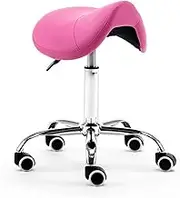 Rolling Saddle Stool Chair w/Wheels Leather Saddle Stool Rolling Chair Comfortable 19"-23" High for Clinic Dentist Spa Massage Salons Studio