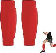 Roczential Shin Guards for Soccer, Lightweight Shin Pads for Kids Youth & Adult - Football Shin Defender Protective Gear, Comfortable Breathable Leg Guards. (2, Red, Large)