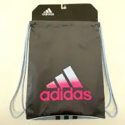 New Adidas Alliance Lightweight Sackpack Black And Light Blue With Pink Logo