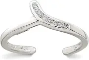 [JewelryWeb] 16.3mm 925 Sterling Silver Polished CZ Simulated Diamond toe ring-toe ring for Women