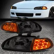[LED TURN SIGNAL]FOR 92-95 HONDA CIVIC 2/3DR SMOKED LENS HEADLIGHTS CORNER LAMPS (for: Honda)