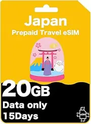 Japan Prepaid Travel eSIM Card - 20GB High Speed Data/Unlimited Data at 256kbps for 15 Days -IIJmio