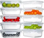 D.M DESIGN·MASTER [10 Pack, 22 OZ] - Meal Prep Containers, Glass Food Storage Containers with lids, Dishwasher Microwave Freezer Oven Safe