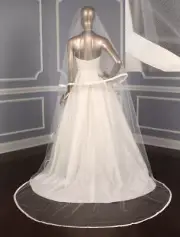Bridal Veil Diamond White Chapel Silk Edge Your Dream Dress 8882 Foldover Veil