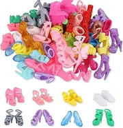 30 Pairs Doll Shoes Various Styles Replacement High Heel Boot Assorted Colors Flat Shoes Set Bulk for 12" Dolls Closet