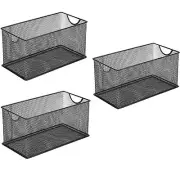 of 3 Household Wire Mesh Metal Steel Storage Basket Organizer CD Storage Boxes O