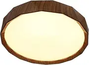 Lexi Lighting Irene CCT LED Ceiling Light, 3 Color Temps, Minimalist Round Plastic Ceiling Light Fixture with Water Transfer Wood Grain Design for Living Room, Bedroom, Kitchen (28W, Dia 48cm)