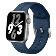 Friendie Byron Silicone Sports Band for Apple Watch (Navy/Silver) [Large]