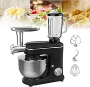 Stand Mixer,5.5L Multifunction Electric Kitchen Mixer,1500W Household Food Processors Grinder with 6 Speeds,Chef Machine for Meat Grinder,Juicer,Kneading Dough,Egg Beater(Black)
