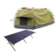 Adventure Kings Deluxe Escape Single Swag + Camping Stretcher Bed Outdoor 4WD
