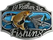[Ｓｉｍｈｏａ] Fishing Pattern Alloy Belt Buckle Cowboy Gift Western Men's Accesory