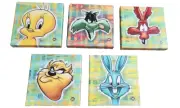 5 Limited Edition Warner Bros 10"x10" Canvases Taz Bugs Tweety Wile Sylvester