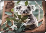 [vacsAX] Soft Flannel Area Rug | 80x58 in | Non-Slip & Washable | Ideal for Living Room, Bedroom, Office Cartoon Koala