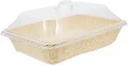 TOKIDNY Bread Serving Basket with Lid Decorative Plastic Basket for Fruits Snacks and Bread Elegant Woven Design for Dining Table Easy to Clean and Versatile Food Cover