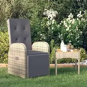 Rattan Garden Chairs, Patio Furniture Reclining Chair for Outdoor, Deck & Balcony w/Cushion, Comfortable Lounge - Stackable Grey Wicker Chair for Garden