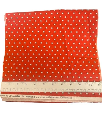 Red White Stars 3 Sisters Moda Fabrics 100% Cotton Sewing Material 11”x43”