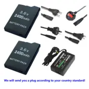 2x 2400mAh Replacement Battery +AC ADAPTER for Sony PSP 2000 2001 PSP 3000 3001