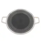 AU Korean Grill Pan Stainless Steel Nonstick Double Handle Round BBQ Griddle