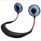 Small Neck Band Portable Mini Air Fan With Dual Fan USB rechargeable
