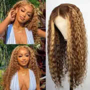 Highlight Water Wave Lace Front Wigs Human Hair Ombre Lace Frontal Wig Human ...