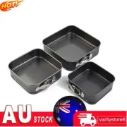 3Pcs/Set STEEL NON-STICK SPRING FORM SQUARE BAKE CAKE PAN TIN TRAY BAKEWARE SETS