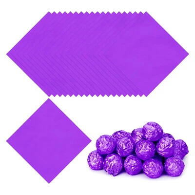 Foil Candy Wrappers 4x4 Inch, 100 Pcs Purple Glossy Paper for DIY Chocolate