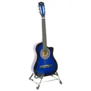 Karrera 38 inch Pro Cutaway Acoustic Guitar Natural Wood Bag Strings Blue Burst