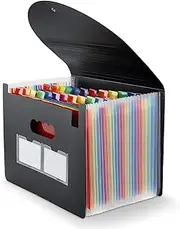 Expanding File Folder, 24 Pocket Accordian File Organizer A4 Letter Size Portable Document Organizer with Colored Tabs, Expandable Desktop Accordion Folder, Receipt/Paper/Coupon/Bill/Folder Organizer
