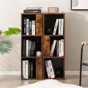 CostwayFreestanding 3-tier Bookshelf with 6 Compartments for Living Room/Bedroom-Coffee