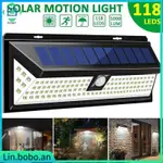 118 LEDS SOLAR POWERED WALL LIGHT MOTION SENSOR SECURITY LAM