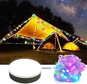 Camping String Lights,4 in 1 Rechargeable Outdoor Waterproof Camper String Lights Reel with 19 Lighting Modes,USB Charging Camping Lights,Portable Stowable RGB Retractable for Yard - 8M