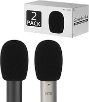Geekria for Creators Foam Windscreen Compatible with RODE M5, NT5, NT6, NT55 Microphone Antipop Foam Cover, Mic Wind Cover, Sponge Foam Filter (Black / 2 Pack)