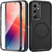 Mobile Phone Case for Samsung Galaxy A15 5G Case with Screen Protector, 360° Shockproof Robust Armour Case for Samsung A15 5G Case Cover Protective Case with Magnetic (Black, for Samsung Galaxy A15)