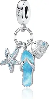 [NanMuc] Beach Charms Starfish Flip Flop Sliper Turtle Palm Tree Beach Chair Coffee Cup Dangle Bead for Pandora Bracelets